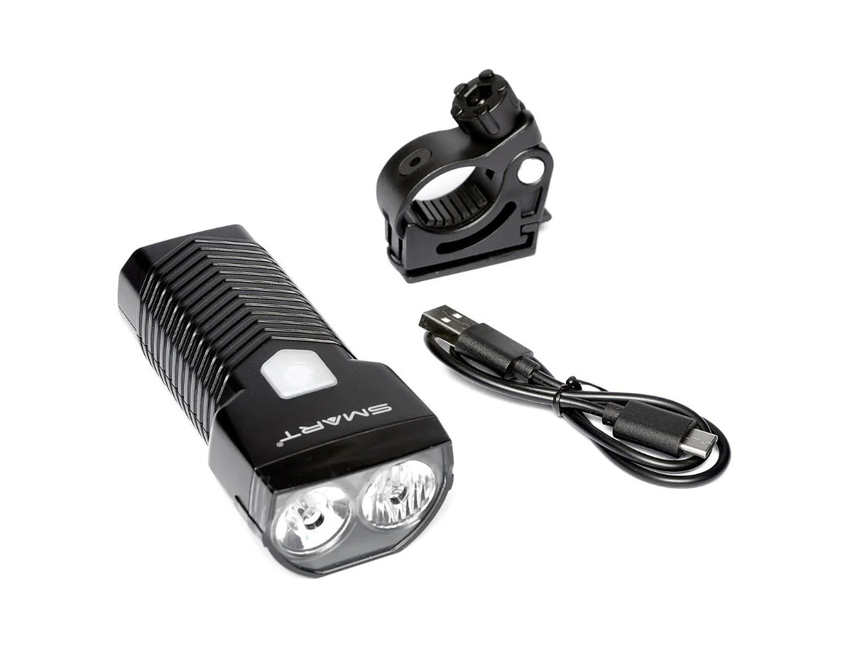 SMART LED 1500 LUMEN Front alu/sort usb