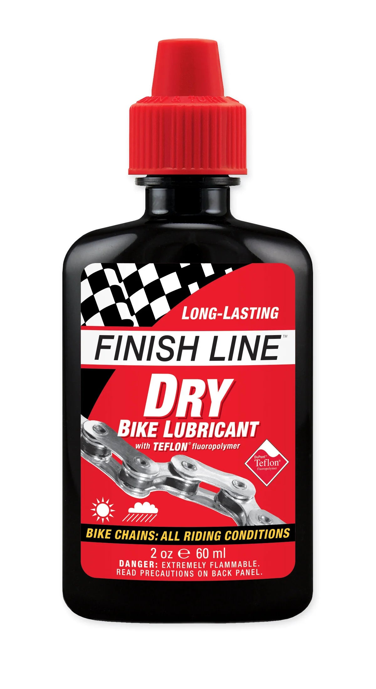 Olie Finish Line Dry (Teflon plus) flaske – rød
